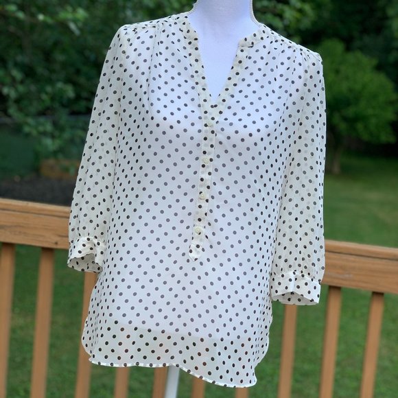 Lauren Conrad - White and Black Polka Dot Blouse - Picture 1 of 3